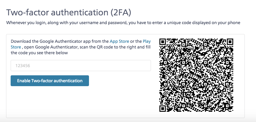 Two Factor Authentication (2FA)